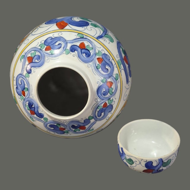 Ceramic Vintage Asian Hand Painted Porcelain Chinoiserie Ginger Jar Bird Motif Marked For Sale - Image 7 of 9