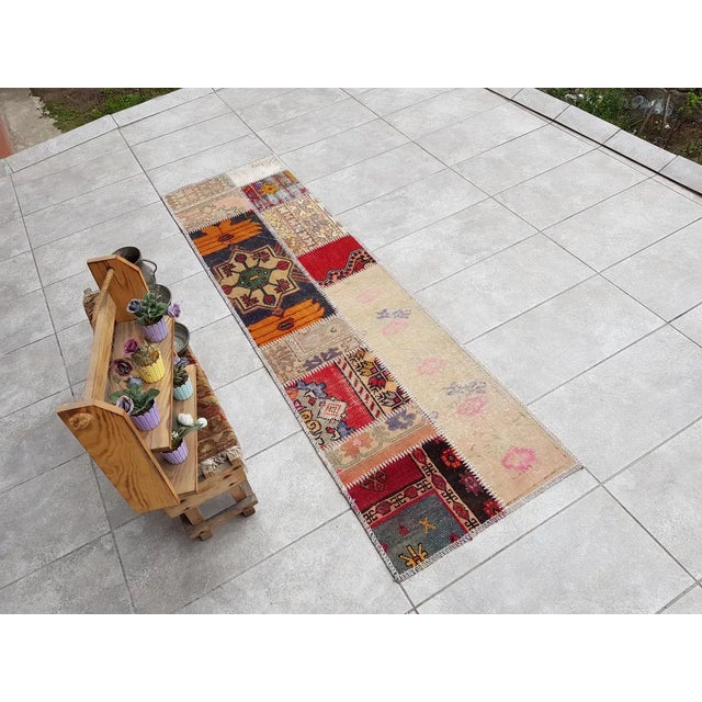 Turkish Mid 20th Century Natural Handknotted Wool Runner For Sale - Image 3 of 10