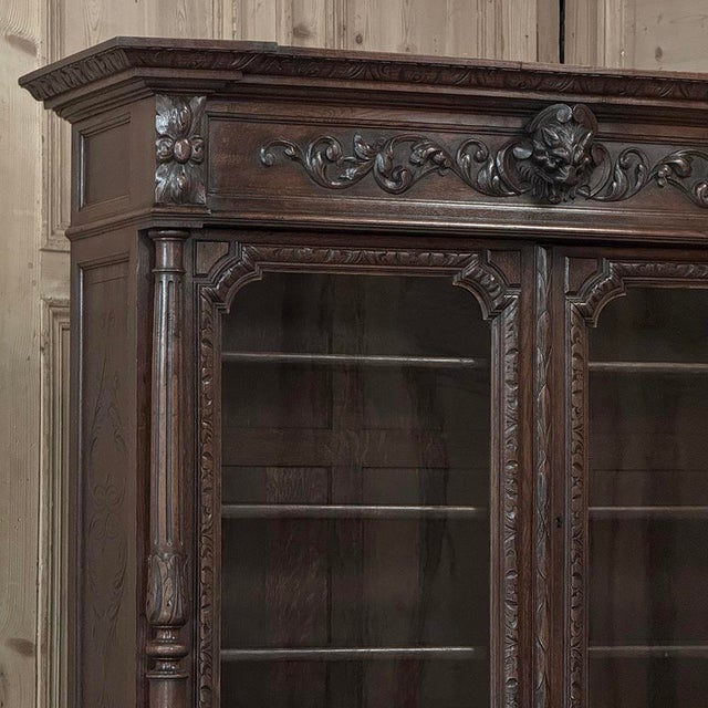 19th Century French Oak Hunt Bookcase ~ Display Cabinet For Sale In Dallas - Image 6 of 18
