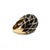 Modern Vintage David Webb Leaf Motif 18k Yellow Gold Black Enamel Dome Cocktail Ring, Size 5.5 For Sale - Image 3 of 9