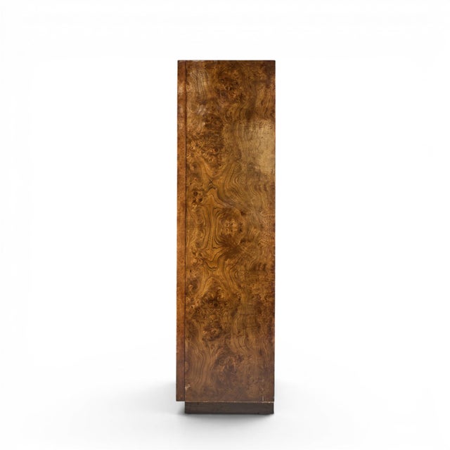 Mid 20th Century Bernhard Rohne for Mastercraft Mid Century Burlwood and Acid Etched Brass Armoire Dresser For Sale - Image 5 of 9