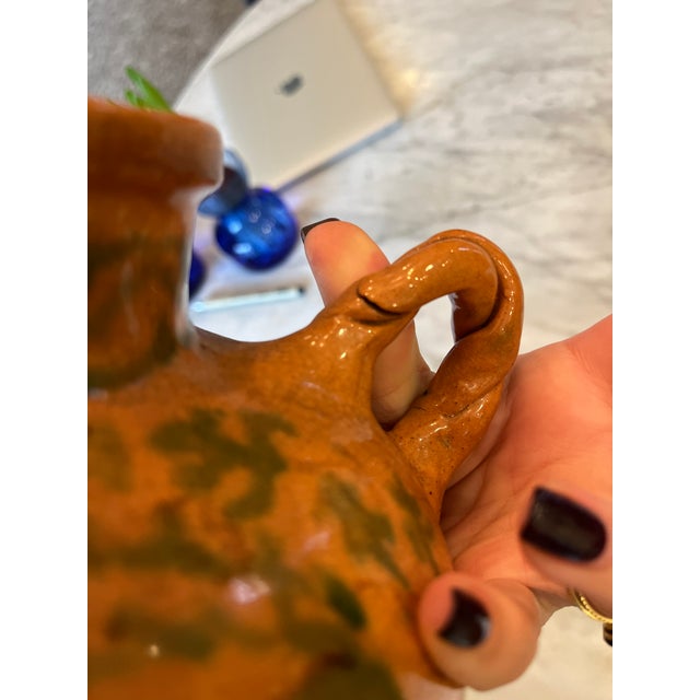 Antique 30's Ceramic Redware Slip Decoration Pottery Jug- Signed and Date 1939 For Sale - Image 13 of 13