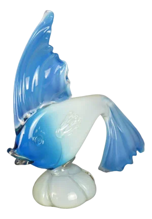 Blue and White Murano Glass Fish Ornament, 20th Century