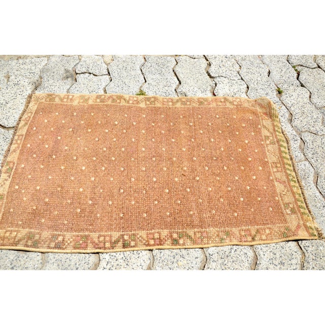 Tribal 1960s Vintage Polka Dot Pattern Brown Rug For Sale - Image 3 of 7