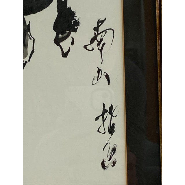 Vintage Original Japanese Galloping Horse Ink Wash Painting For Sale - Image 4 of 6