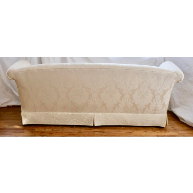Traditional Sherrill Furniture Tuxedo Sofa in Ivory Damask For Sale - Image 3 of 6
