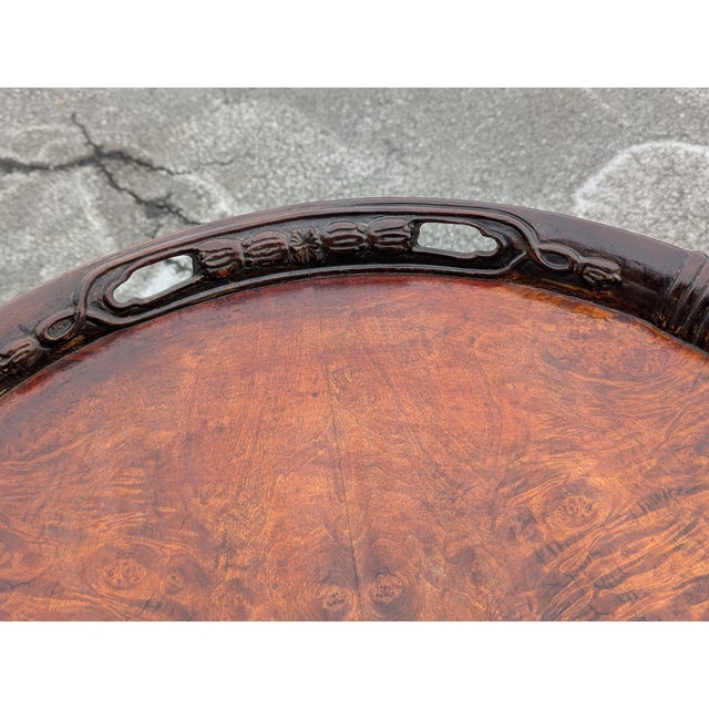 Wood Large Antique Mahogany Two-Tier Round Parlor Table With Hand-Carved Supports For Sale - Image 7 of 7