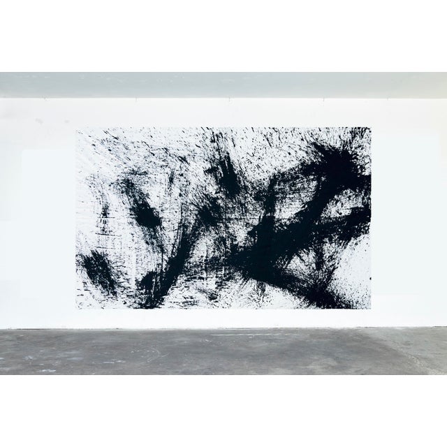Painted whilst the artist was in a manic phase by throwing black paint energetically with an old mop. A continuation of...