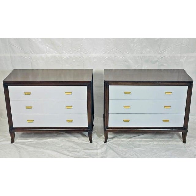 Century Furniture Pair of 3 Drawer Bachelor Chests With Brass Hardware by Century Furniture For Sale - Image 4 of 18
