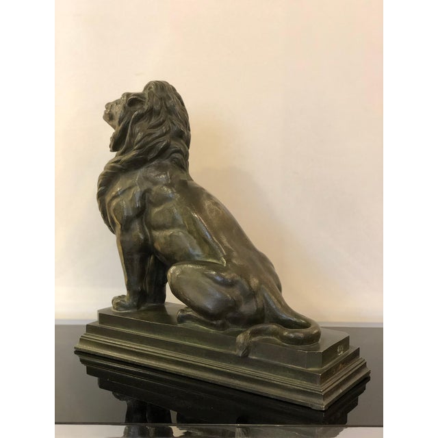 Metal Art Deco Bronze Animal Lion Sculpture, 1930s For Sale - Image 7 of 14