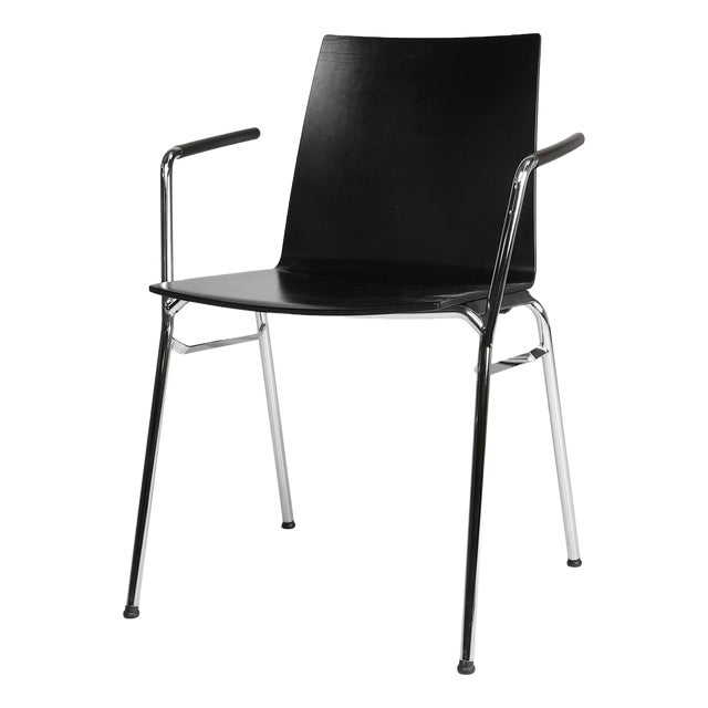 Mid-Century Modern Black Chair in with Armrests, Belgium, 2000s For Sale