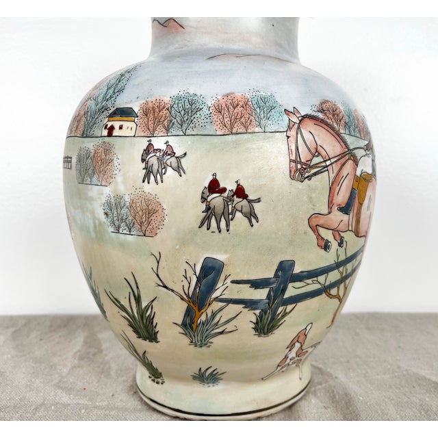 Vintage Equestrian Fox Hunting Scene Vase For Sale In Tampa - Image 6 of 10