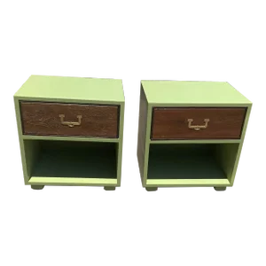 Pair of Mid Century Campaign Night Stands With Custom Finish