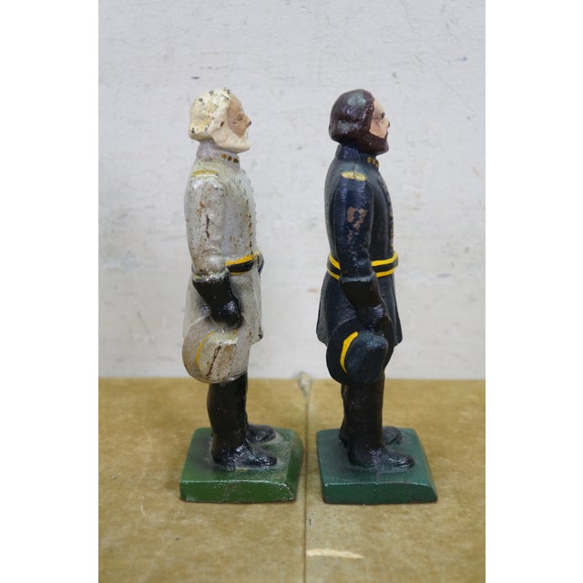 Antique Cast Iron Robert E Lee & Ulysses S Grant Civil War Bookends 8" For Sale - Image 6 of 15