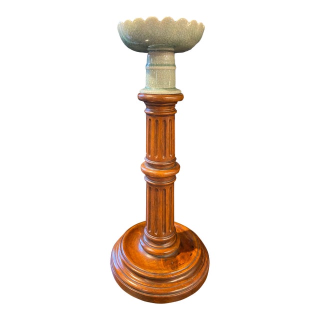 Theodore Alexander Wood and Porcelain Candlestick For Sale