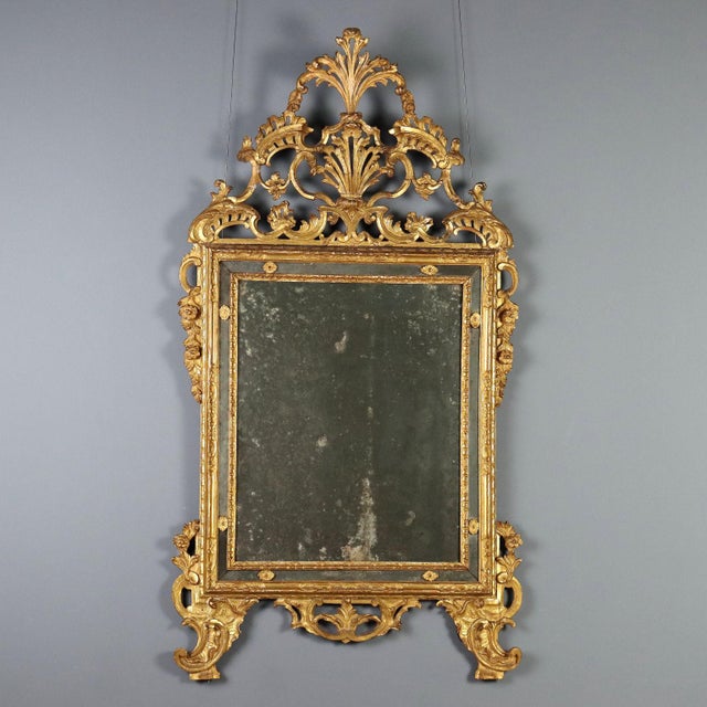 Carved and Gilded Wooden Wall Mirror For Sale - Image 13 of 13