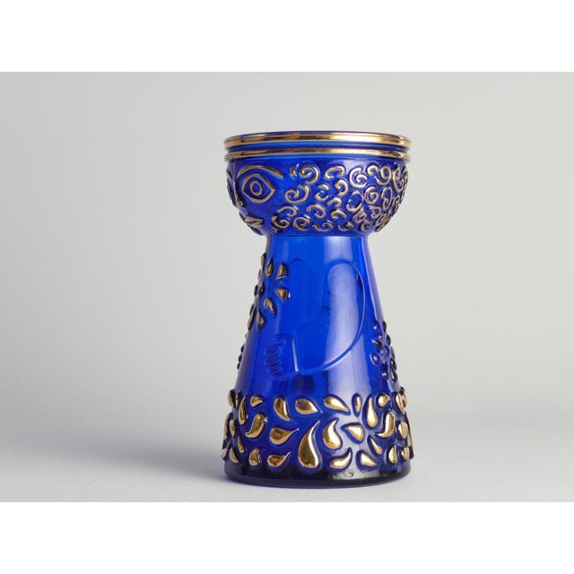 Mid-Century Modern Cobalt Blue and Gold Glass Hyacinth Vase by Walther Glas, 1970s For Sale - Image 9 of 18
