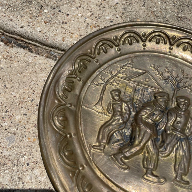 English Vintage Set of Old English Embossed Brass Plates For Sale - Image 3 of 7