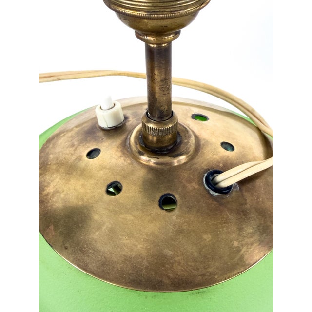 Table Lamp in Frosted Glass, Sea-Grass Shade and Brass by Edward Hald for Orrefors, Sweden, 1940s For Sale - Image 10 of 14