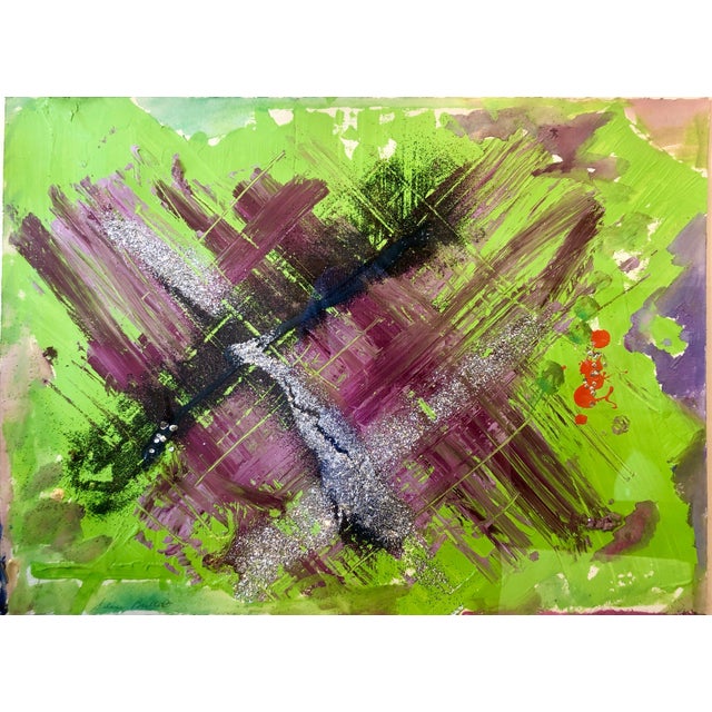 Sheila Elias, 1980's Mixed Media Painting Glitter Feminist Pop Art Miami Artist Sheila Elias, 1980 For Sale