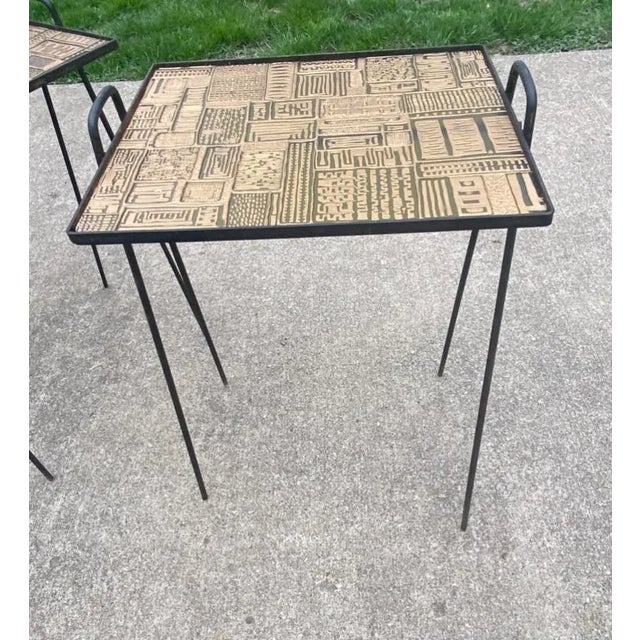 Metal Mid 20th Century Mid Century Salterini Style Hairpin Tables - a Pair For Sale - Image 7 of 11