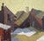Mid-Century Modern 'Houses in Snow' Vintage Street Scene Oil Painting by Finnish Artist Paavo Airola (1918 – 1983), Framed For Sale - Image 9 of 13