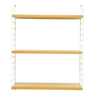 String Shelving System in Ash with 2 Ladders by Kajsa and Nisse Strinning, 1940s For Sale
