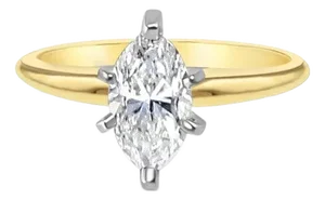 One Carat Marquise Solitaire Diamond Engagement Ring, Size 5