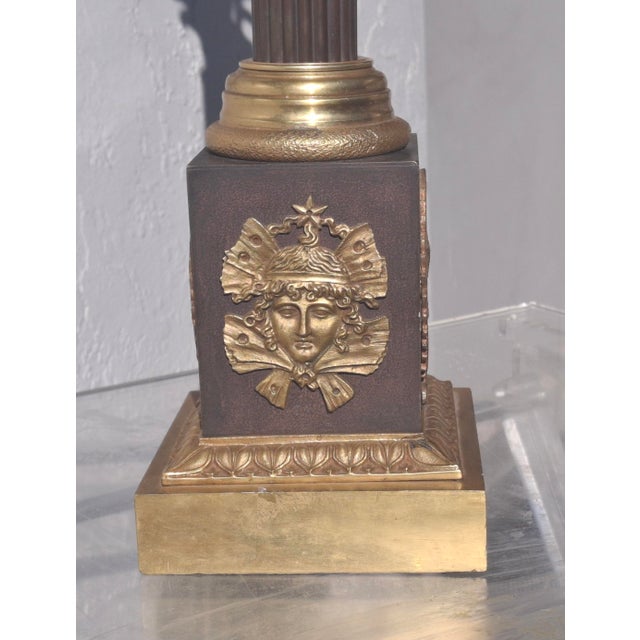 19thc French Empire Gilt & Patinated Bronze Table Lamp Candelabra For Sale - Image 4 of 12