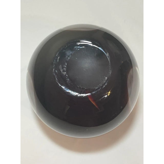 Vintage Plum White Cased Glass Round Vase Vessel With Clear Dot Windows For Sale - Image 12 of 12
