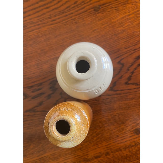 Pair of Victorian Cream-Glazed Stoneware Jars With Capacity Marks For Sale - Image 11 of 12