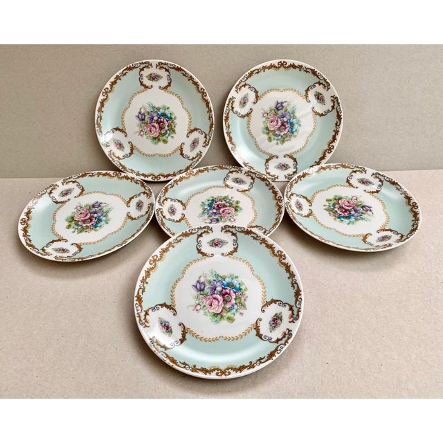 Ceramic Vintage Bavarian Porcelain Floral Decor Dessert Snack Plates from Seltmann Weiden, 1960s, Set of 6 For Sale - Image 7 of 7