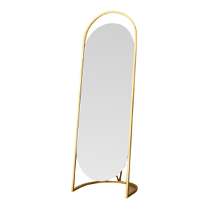 West Elm Folded Ellipse Standing Mirror, Antique Brass