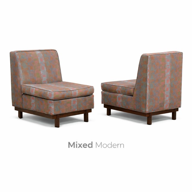 A pair of mid century modern slipper lounge chairs designed by Frank Lloyd Wright for Henredon Taliesin Line. Circa...