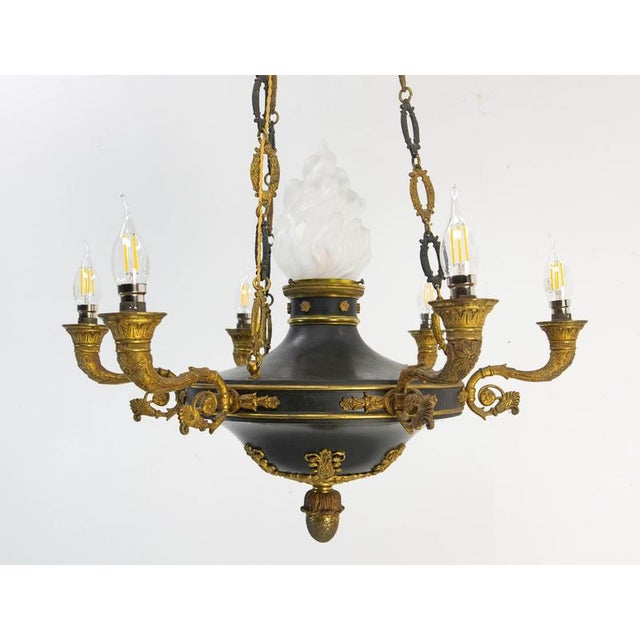 Metal French Empire Style Lustre Bronze and Glass Chandelier, 1890 For Sale - Image 7 of 17