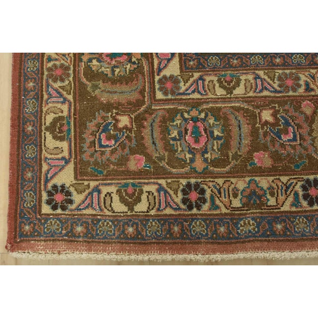 Mashad Rug 6’5” X 9’6” Pink Wool Vintage Distressed Hand-Knotted Carpet For Sale - Image 11 of 14