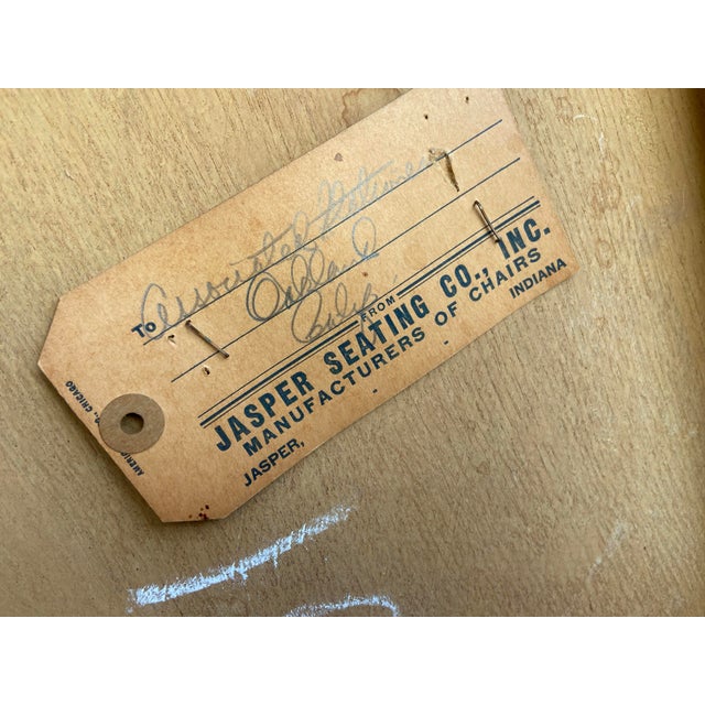 Tan Vintage Mid Century Modern Jasper Seating Co Furniture Bankers Golden Oak Chair Set of 7 For Sale - Image 8 of 12