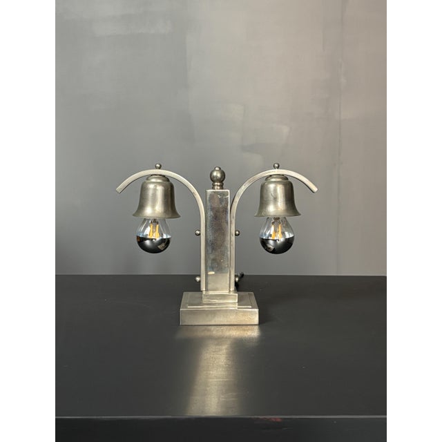 Metal Art Deco Dutch Nickel Desk Lamp, 1930s For Sale - Image 7 of 18