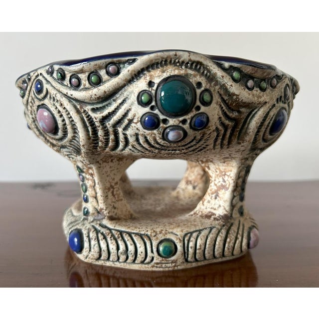 Art Nouveau Painted Ceramic Centerpiece from Amphora / Riessner, Stellmacher, & Kessel, 1890s For Sale - Image 3 of 14