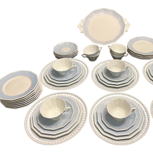 1940s Rare Nymphenburg Perl Symphonie Blau 53 Piece Service. Exhibition Marks - 53 PCS