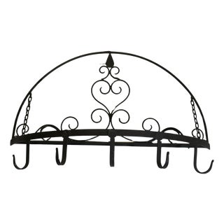 Blacksmith Half Round Iron Folding Kitchen Utensil Hanger, 1960s For Sale