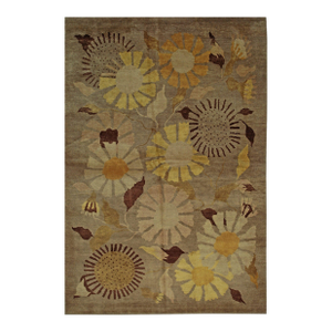 8x10 Serene Timeless Brown Geometric Floral Modern Hand Knotted Wool Carpet Rug