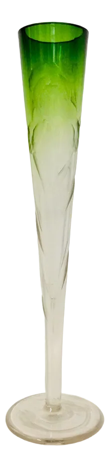 Bohemian Engraved Crystal Vase with iris Decoration by Cristalleria Moser