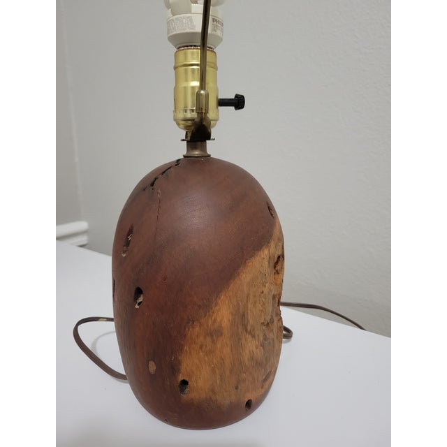 William Eckardt Kohler Vintage 1970s Kohler Sculptural Burl Wood Lamp With Pierced Copper Shade For Sale - Image 4 of 18