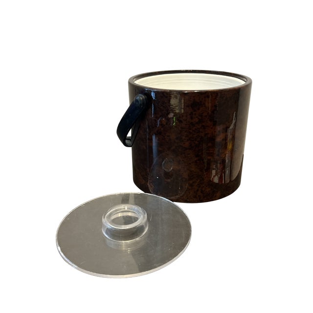 Plastic Vintage Shelton Designs Attributed Tortoise Shell Ice Bucket by Towle – Mid-Century Modern Insulated Acrylic Barware For Sale - Image 7 of 7