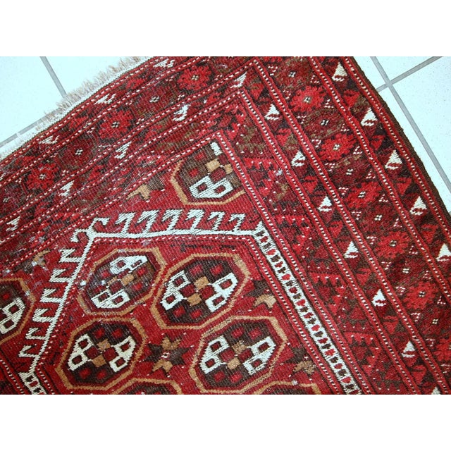 Red 1920s Handmade Antique Prayer Afghan Adraskand Rug For Sale - Image 8 of 10