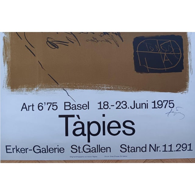 Original Hand-Signed Art Basel6'75 Exhibition Poster by Antoni Tapies For Sale - Image 6 of 9