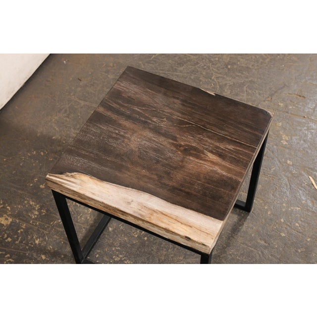 Black Black & Tan Petrified Wood Top Side Tables - A Pair For Sale - Image 8 of 11