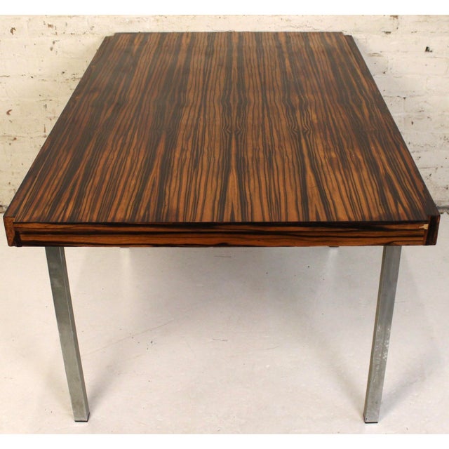 Mid-Century Modern Macassar and Chrome Dining Table Attributed to Fritz Schroder K.-G. For Sale In New York - Image 6 of 18