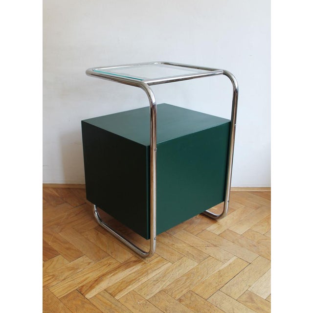 Functionalist Tubular Steel Bedside Table by Robert Slezak for Kovona, Czech, 1940s For Sale - Image 17 of 18